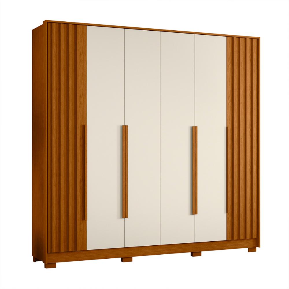 Guarda Roupa Deville 237cm 6 Portas 4 Gavetas c/ Pés Cinamomo/Off White