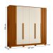 Guarda Roupa Deville 237cm 6 Portas 4 Gavetas c/ Pés Cinamomo/Off White