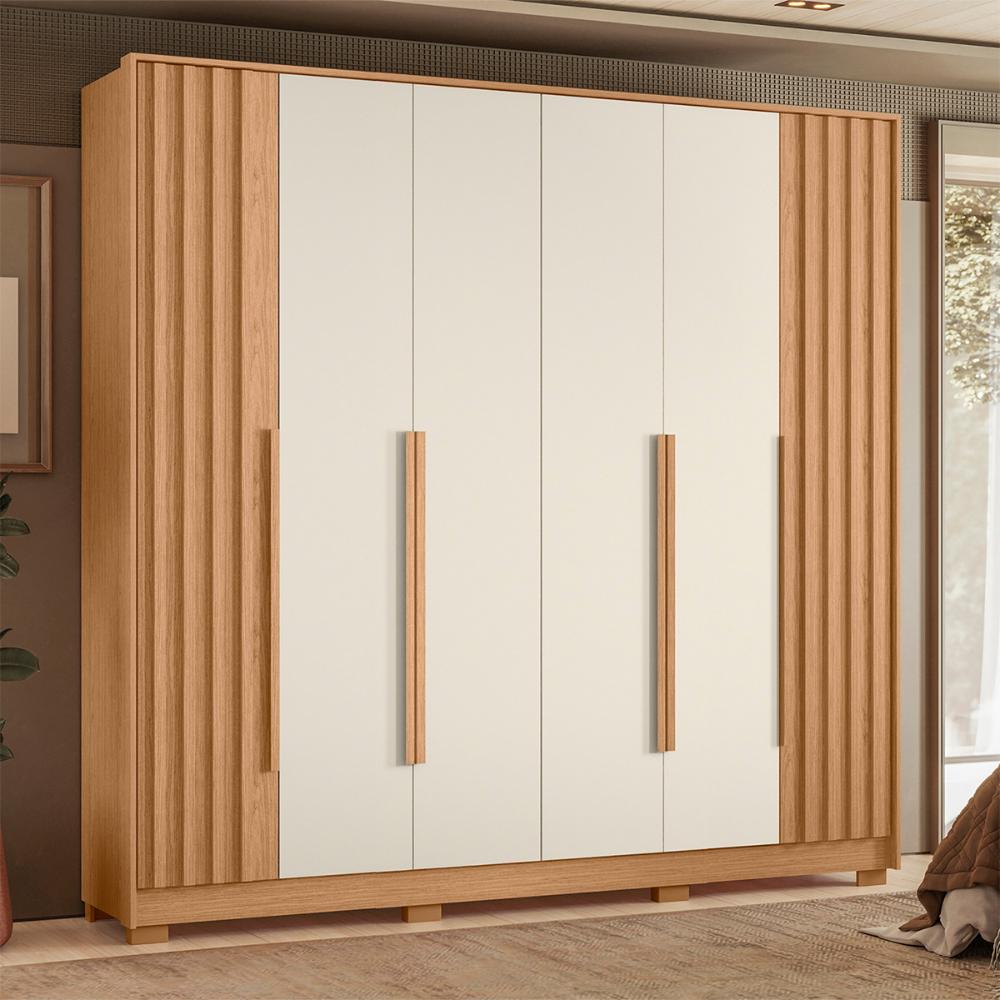 Guarda Roupa Deville 237cm 6 Portas 4 Gavetas c/ Pés Freijo/Off White