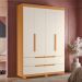 Guarda Roupa Doble Quarto Com 4 Portas e 4 Gavetas Cinamomo/Off White