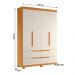 Guarda Roupa Doble Quarto Com 4 Portas e 4 Gavetas Cinamomo/Off White