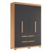 Guarda Roupa Doble Quarto Com 4 Portas e 4 Gavetas Freijo/Chumbo