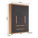 Guarda Roupa Doble Quarto Com 4 Portas e 4 Gavetas Freijo/Chumbo