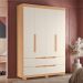 Guarda Roupa Doble Quarto Com 4 Portas e 4 Gavetas Freijo/Off White