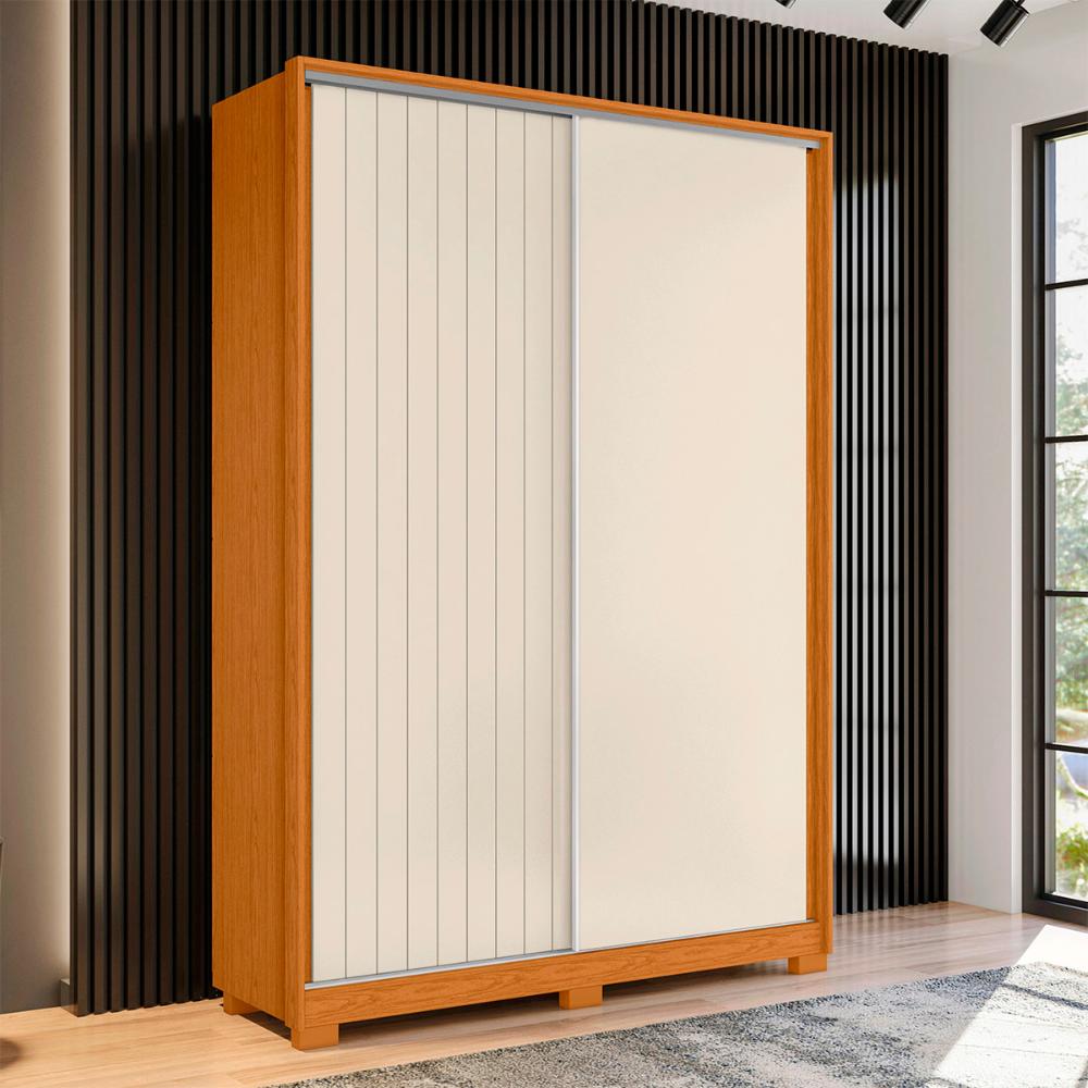 Guarda Roupa Frizatto Com 2 Portas de Correr e 3 Gavetas Cinamomo/Off White
