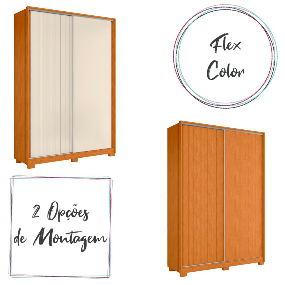Guarda Roupa Frizatto Com 2 Portas de Correr e 3 Gavetas Cinamomo/Off White