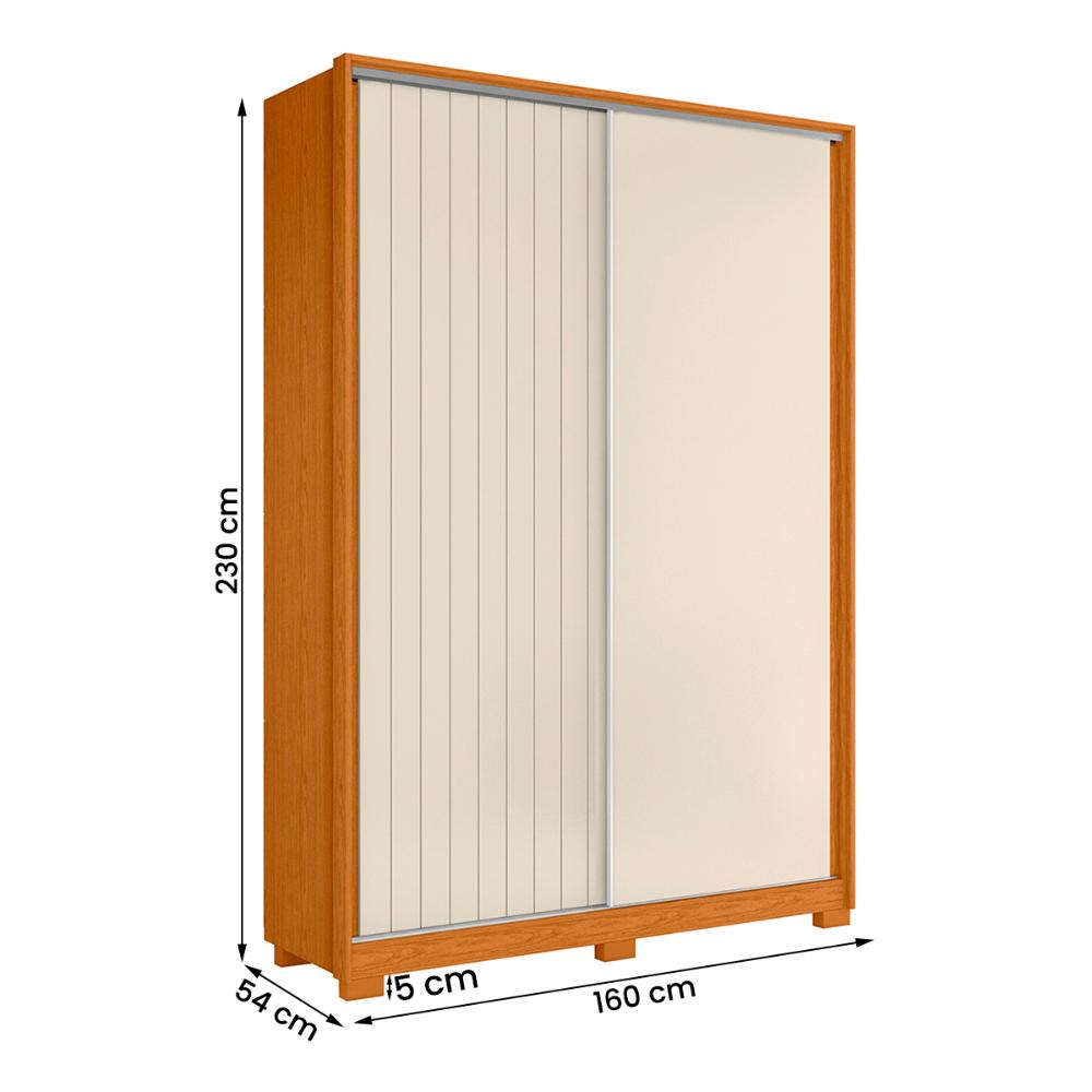 Guarda Roupa Frizatto Com 2 Portas de Correr e 3 Gavetas Cinamomo/Off White