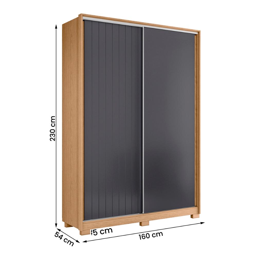 Guarda Roupa Frizatto Com 2 Portas de Correr e 3 Gavetas Freijo/Off White/Titanium