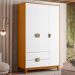 Guarda Roupa Ipê 3 Portas 2 Gavetas com Pés Madeira Maciça Cinamomo/Branco