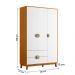 Guarda Roupa Ipê 3 Portas 2 Gavetas com Pés Madeira Maciça Cinamomo/Branco