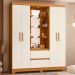 Guarda Roupa Olimpia 163cm 4 Portas Espelho LED 2 Gavetas Cinamomo/Off White