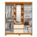 Guarda Roupa Olimpia 163cm 4 Portas Espelho LED 2 Gavetas Cinamomo/Off White