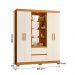 Guarda Roupa Olimpia 163cm 4 Portas Espelho LED 2 Gavetas Cinamomo/Off White