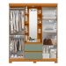Guarda Roupa Olimpia 163cm 4 Portas Espelho LED 2 Gavetas Cinamomo/Salvia