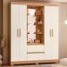 Guarda Roupa Olimpia 163cm 4 Portas Espelho LED 2 Gavetas Freijo/Off White