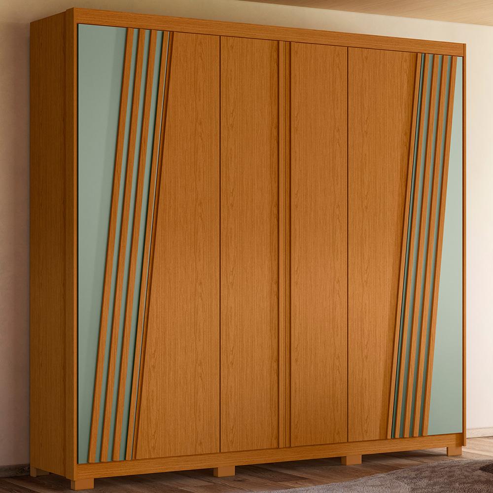 Guarda Roupa Ouro Verde Quarto Com 6 Portas e 4 Gavetas Cinamomo/Salvia