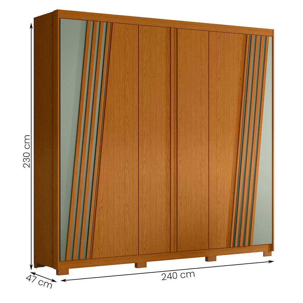 Guarda Roupa Ouro Verde Quarto Com 6 Portas e 4 Gavetas Cinamomo/Salvia