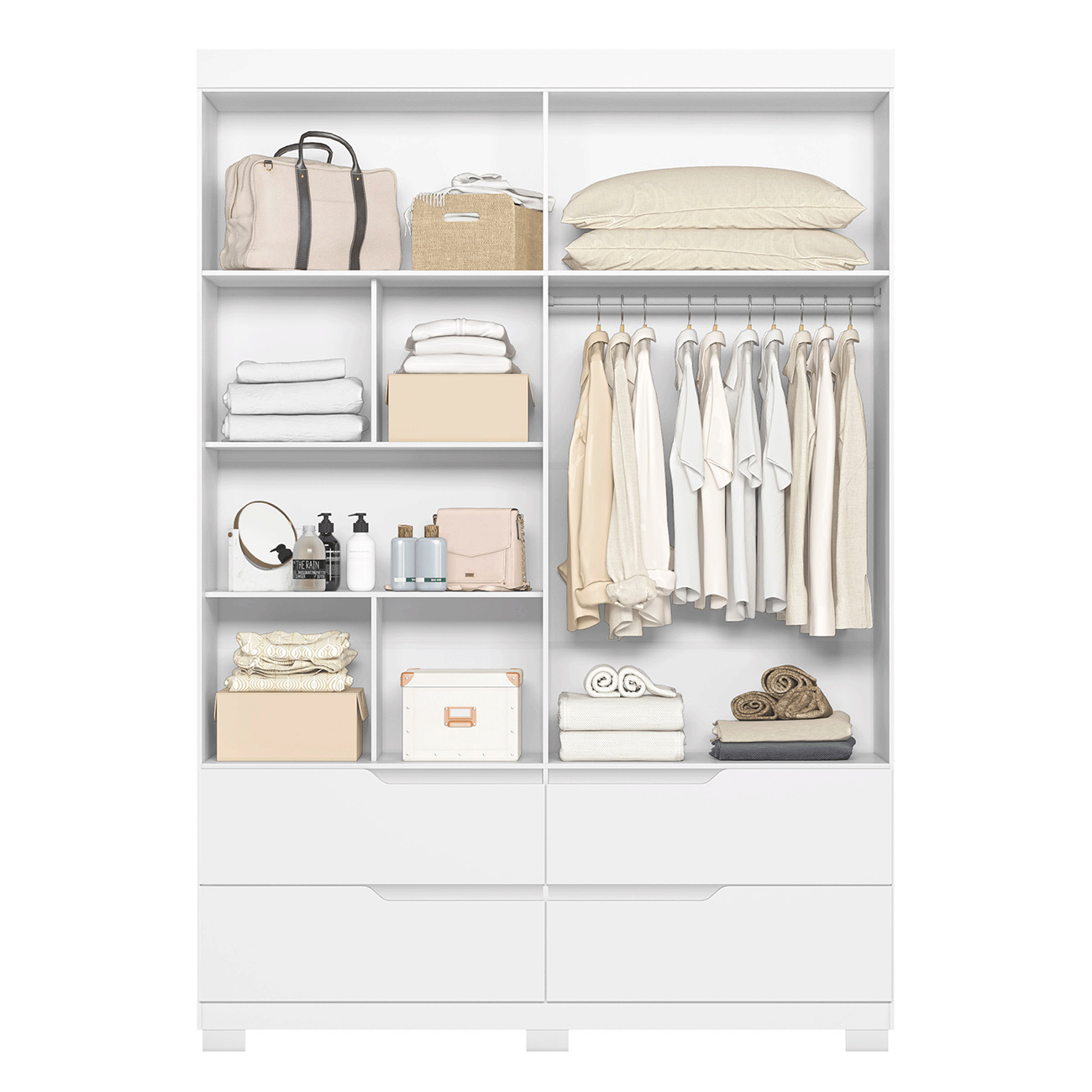 Guarda Roupa Solteiro 160cm 4 Portas Doble Branco - Albatroz