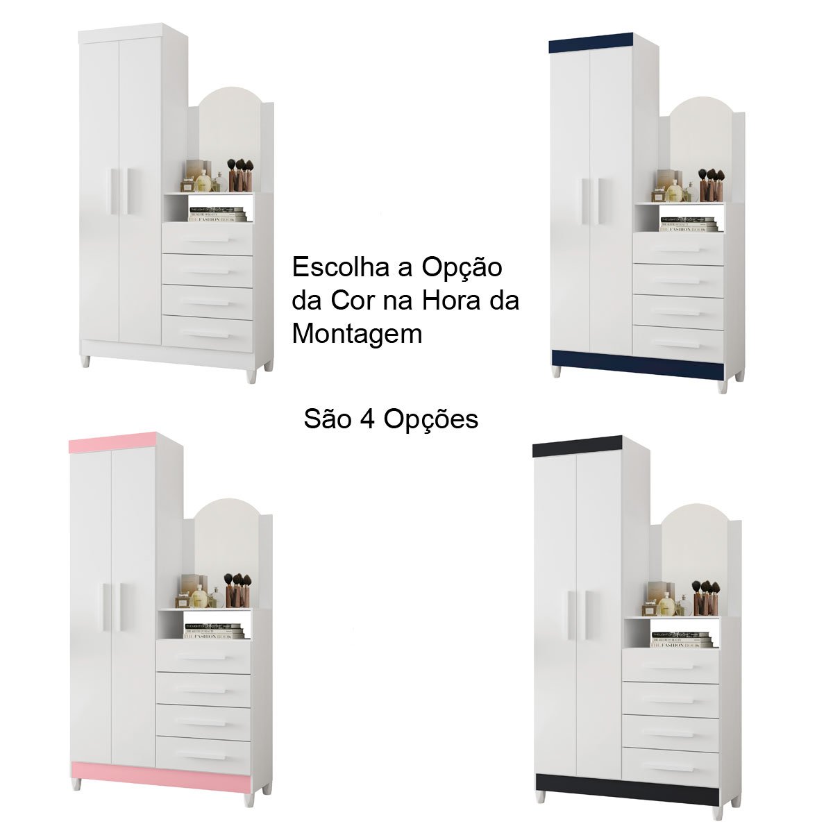 Guarda-Roupa Solteiro com Cômoda Capri 2 Portas Branco