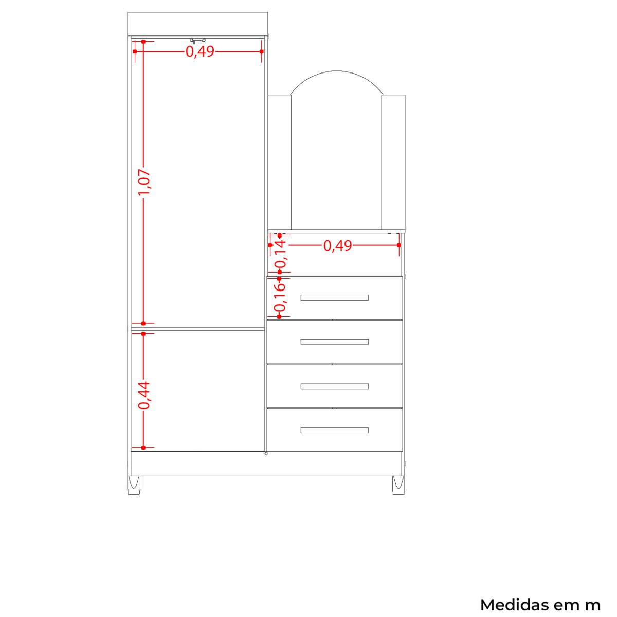 Guarda-Roupa Solteiro com Cômoda Capri 2 Portas Cinamomo