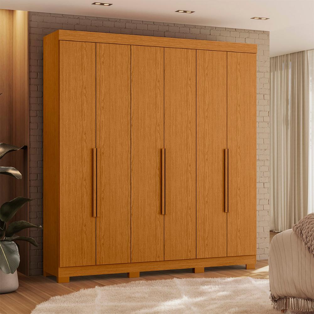 Guarda Roupa Vinci 200cm 6 Portas 3 Gavetas com Pés Cinamomo