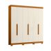 Guarda Roupa Vinci 200cm 6 Portas 3 Gavetas com Pés Cinamomo/Off White