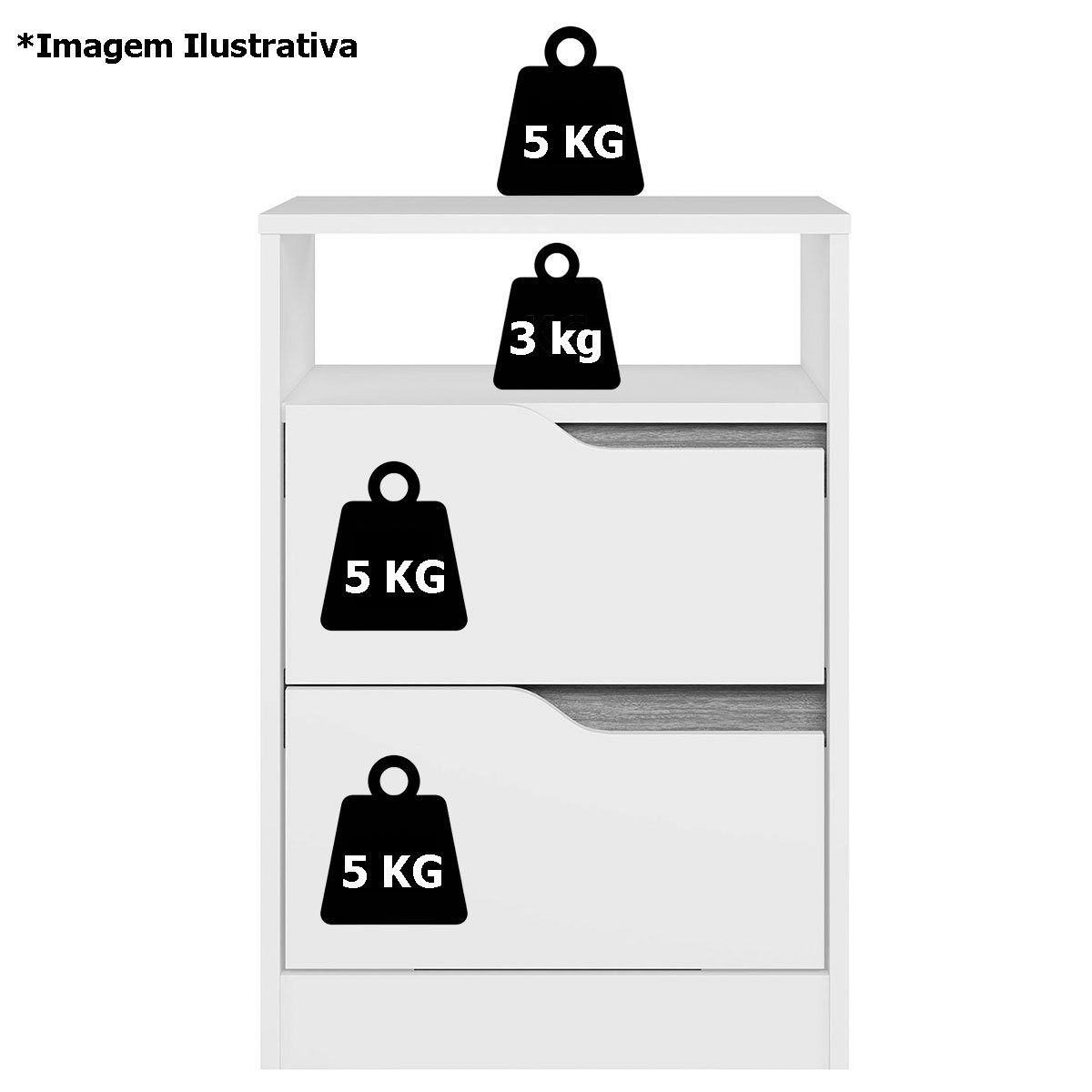 Kit 2 Mesas de Cabeceira 2 Gavetas Sara Flex Branco/Freijó
