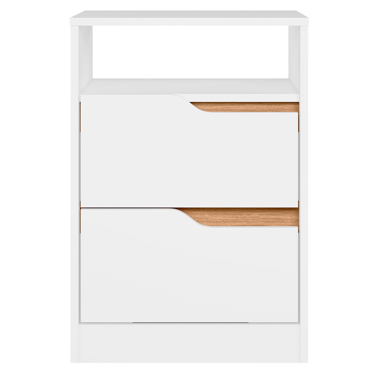 Kit Cômoda 4 Gavetas e Mesa de Cabeceira Sara 2 Gavetas Flex Branco/Freijó