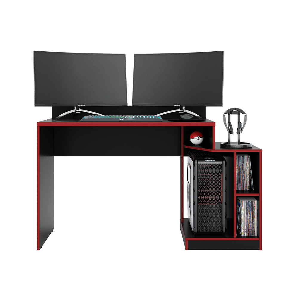 Mesa Gamer Play Preta e Vermelha