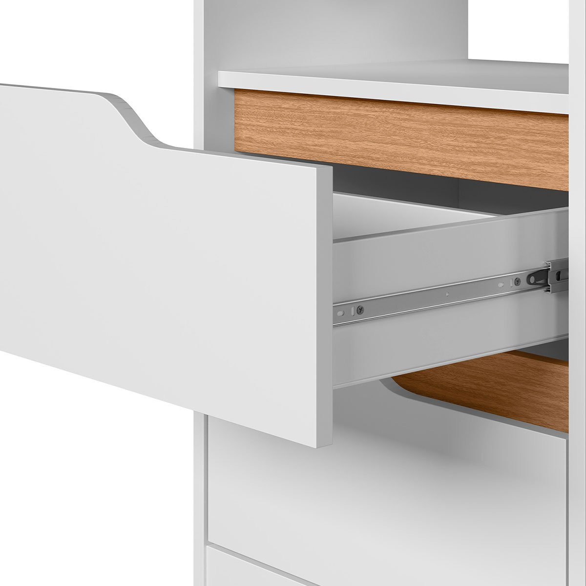Mesa de Cabeceira 2 Gavetas Sara Flex Branco/Freijó