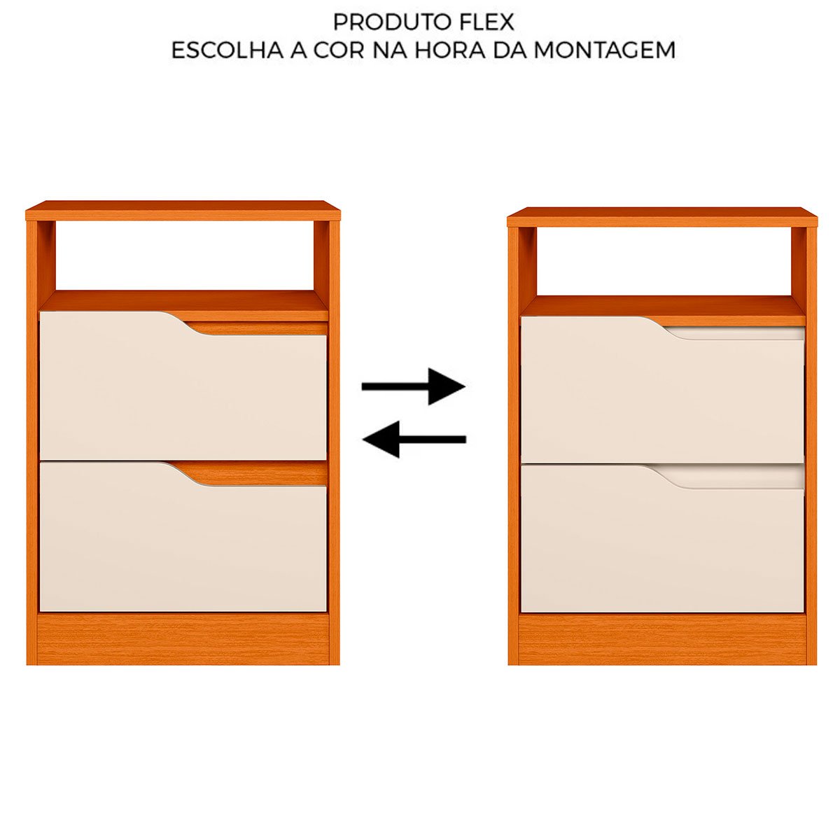 Mesa de Cabeceira 2 Gavetas Sara Flex Cinamomo/Off White