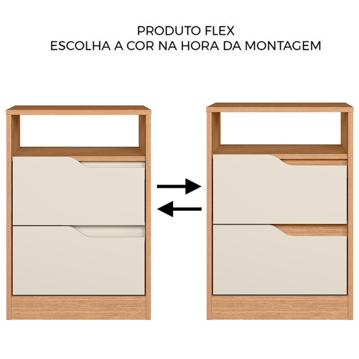 Mesa de Cabeceira 2 Gavetas Sara Flex Freijó/Off White