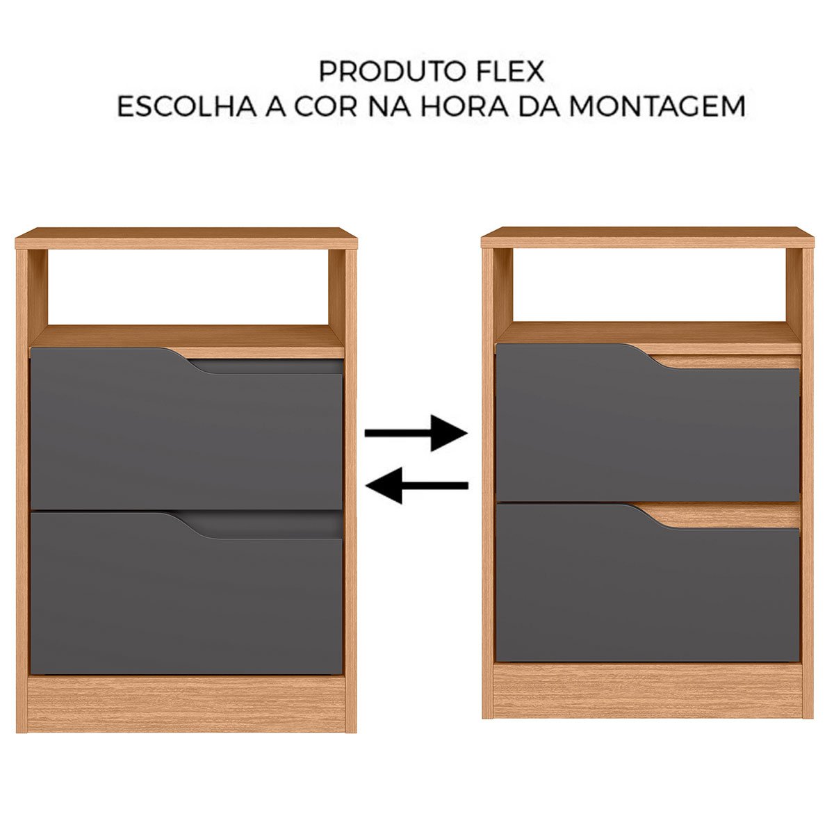 Mesa de Cabeceira 2 Gavetas Sara Flex Freijó/Titanium