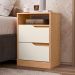 Mesa de Cabeceira Sole com 2 Gavetas e Nicho Freijo/Off White