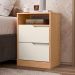 Mesa de Cabeceira Sole com 2 Gavetas e Nicho Freijo/Off White