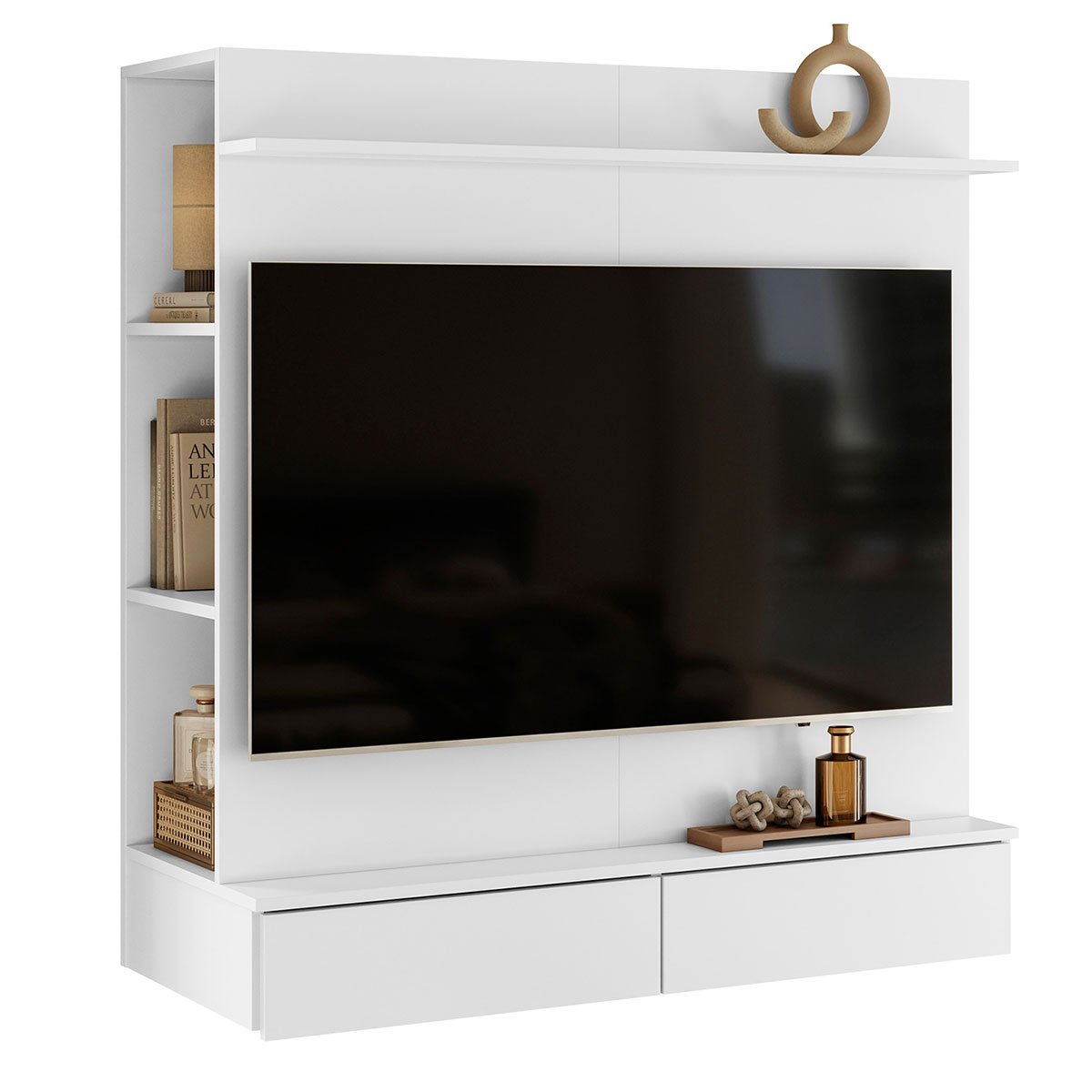 Painel 42 Polegadas com Closet 2 Gavetas e Nicho Dave Branco