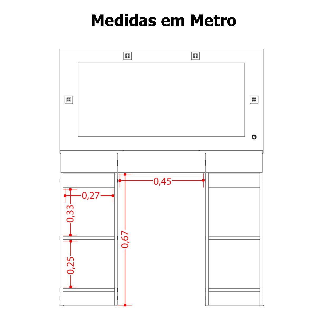 Penteadeira Camarim Porta Joias 3 Gavetas 2 Portas Princess Cinamomo/Off White