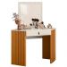 Penteadeira Camarim de Canto Glitter com 1 Gaveta com LED Cinamomo/Off White