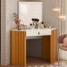 Penteadeira Camarim de Canto Glitter com 1 Gaveta com LED Cinamomo/Off White