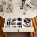 Penteadeira Camarim de Canto Glitter com 1 Gaveta com LED Cinamomo/Off White