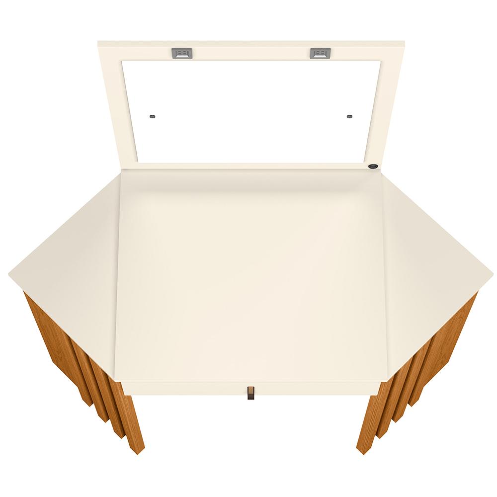 Penteadeira Camarim de Canto Glitter com 1 Gaveta com LED Cinamomo/Off White