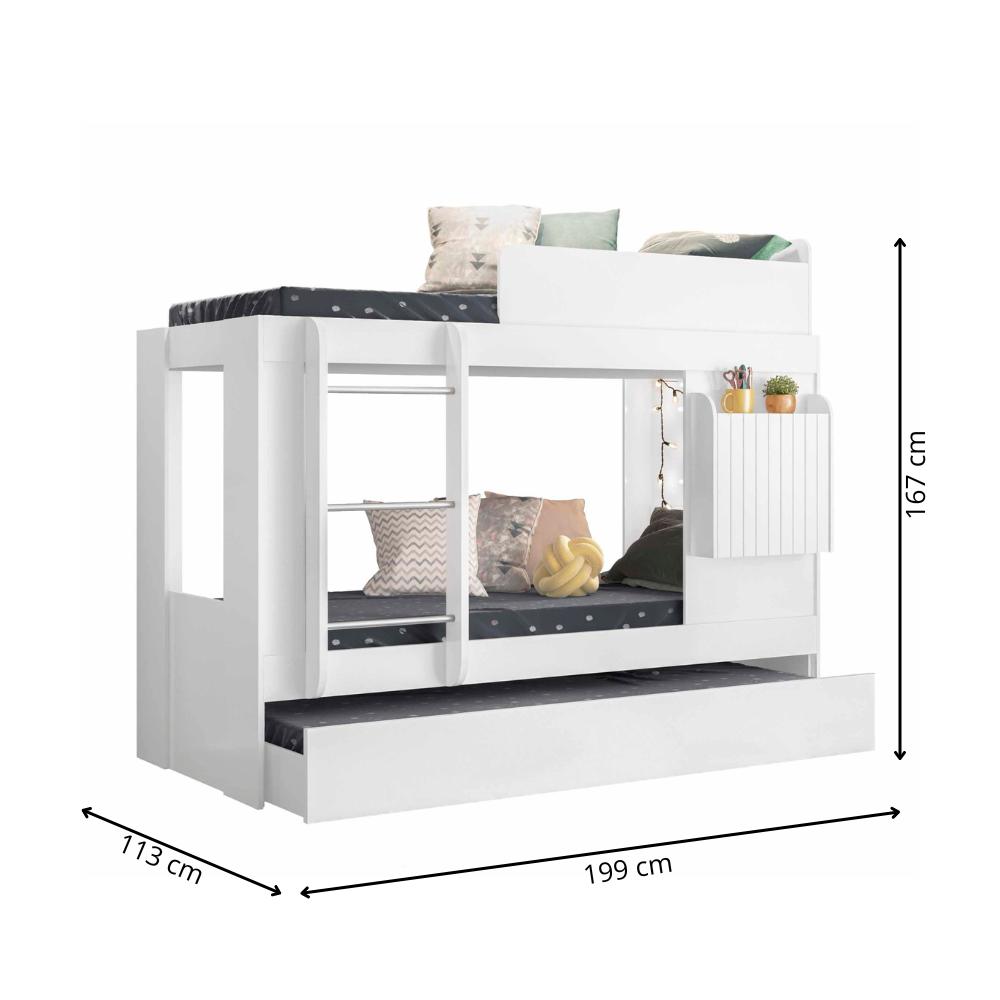 Treliche com Mesa dobrável Sleep Albatroz Branco