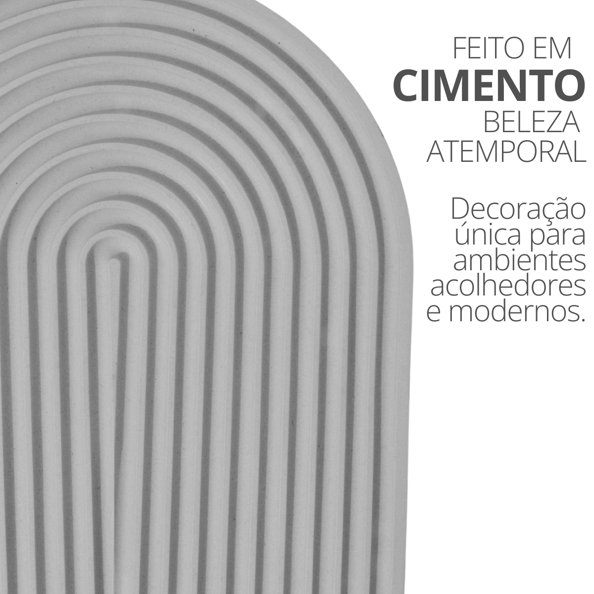 Bandeja Decorativa Arco 19cm em Cimento Artesanal - Cinza