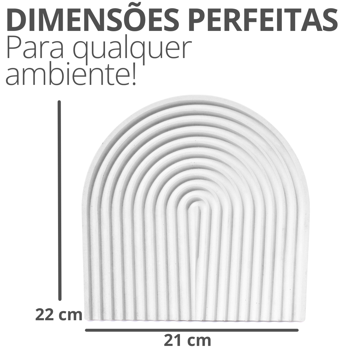 Bandeja Decorativa Arco 22cm em Cimento Artesanal - Cinza