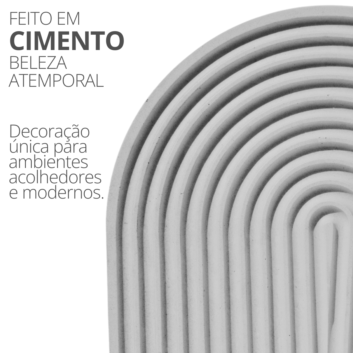 Bandeja Decorativa Arco 22cm em Cimento Artesanal - Cinza