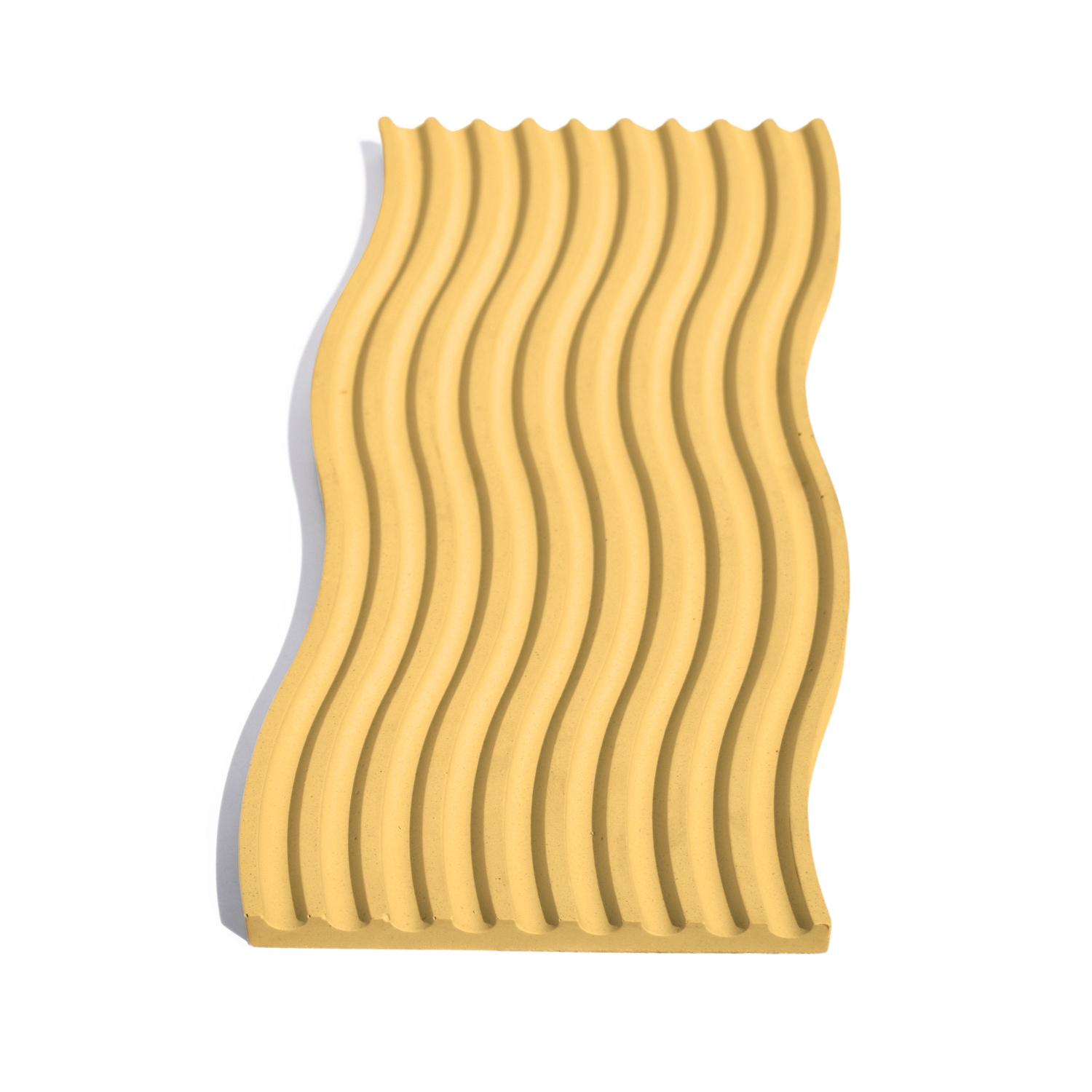 Bandeja Decorativa Ondas Artesanal M 25x12cm Em Resina Mineral - Amarelo