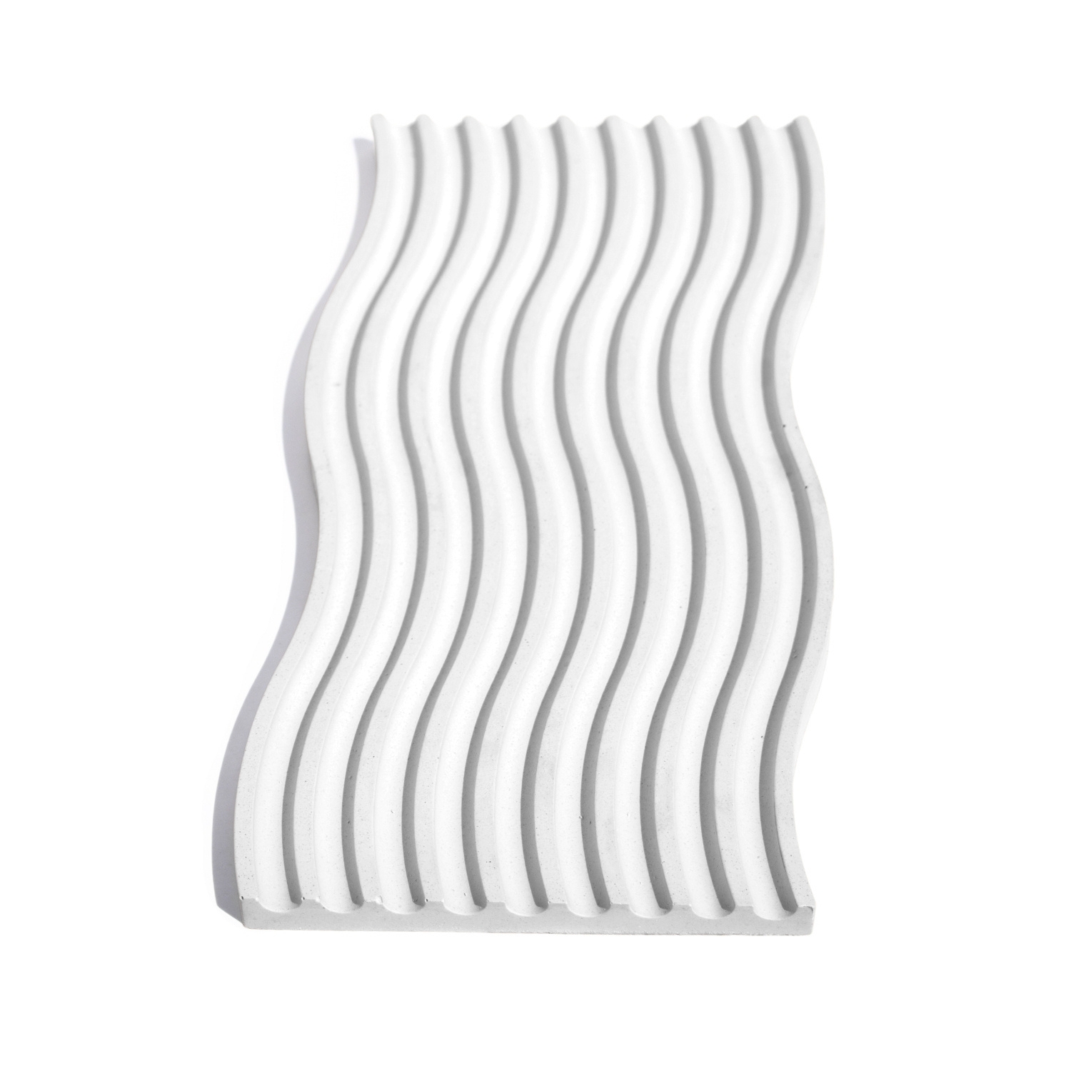 Bandeja Decorativa Ondas Artesanal M 25x12cm Em Resina Mineral - Branco