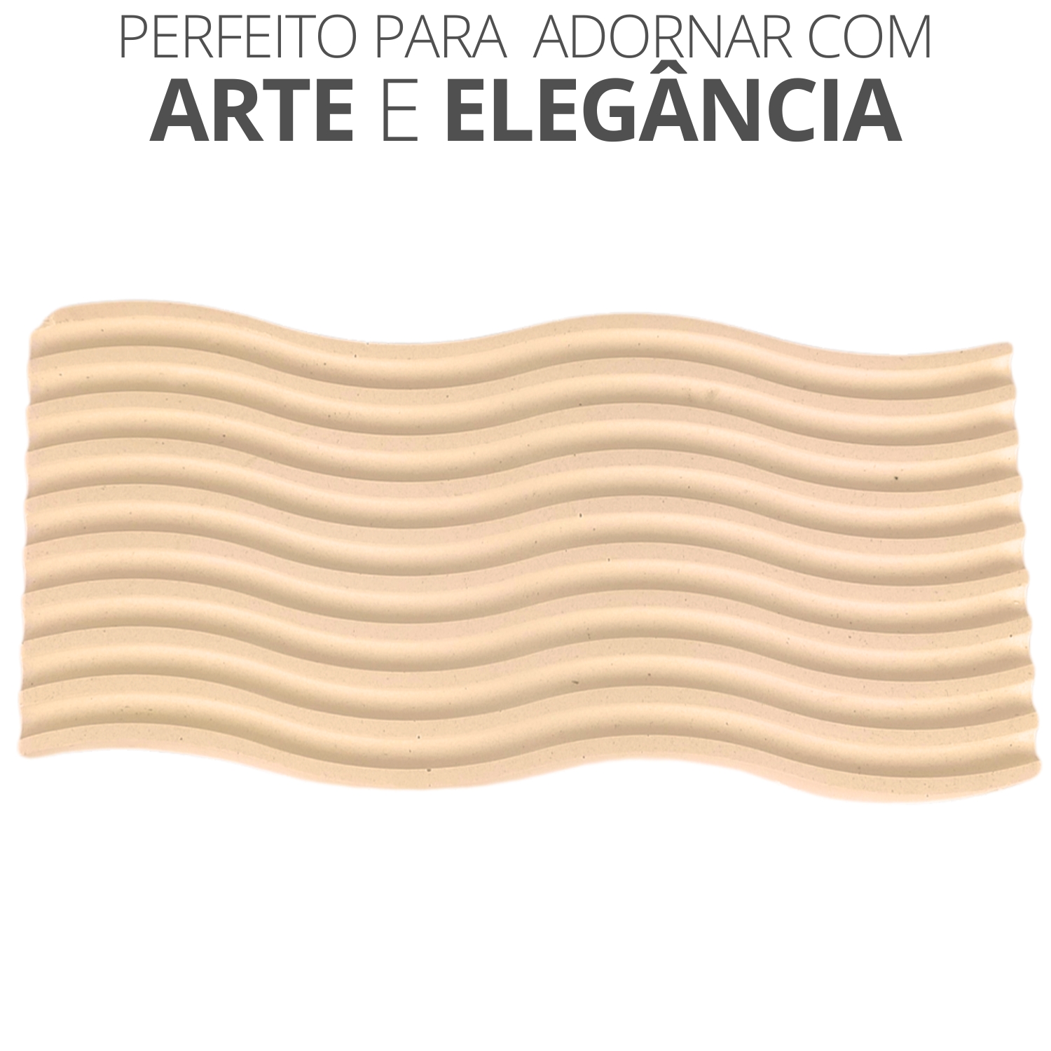 Bandeja Decorativa Ondas Artesanal M 25x12cm Em Resina Mineral - Branco