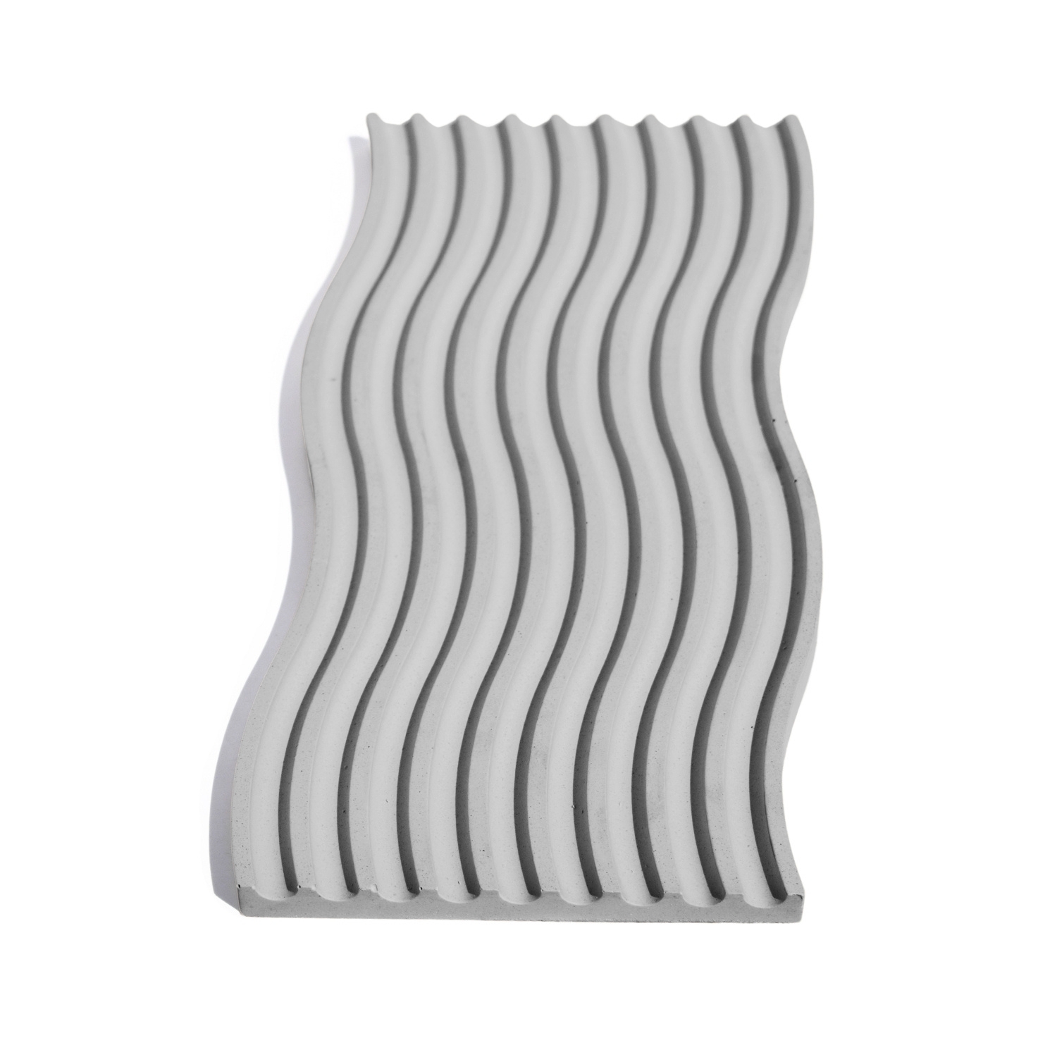 Bandeja Decorativa Ondas Artesanal M 25x12cm Em Resina Mineral - Cinza
