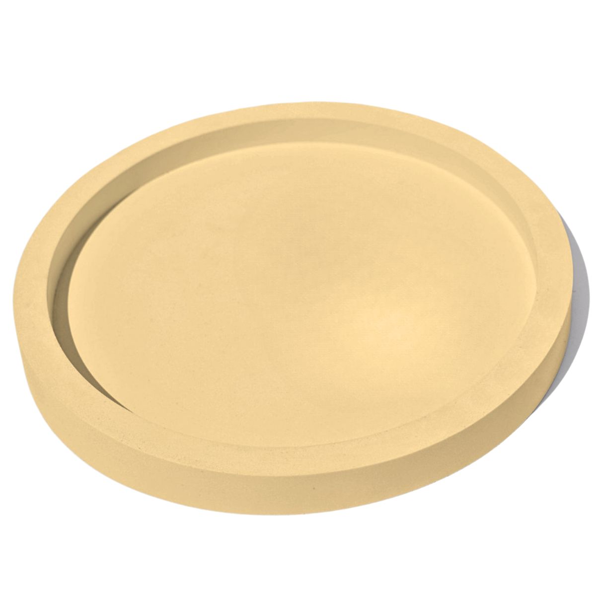 Bandeja Decorativa Redonda 24cm em Cimento Artesanal - Amarelo
